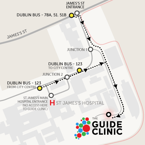 Map of St James's when arriving by bus